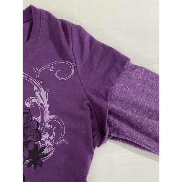 Y2K Appropriate Behavior Top L Purple Floral Long Sleeve Grunge Retro Vintage - Picture 4 of 7